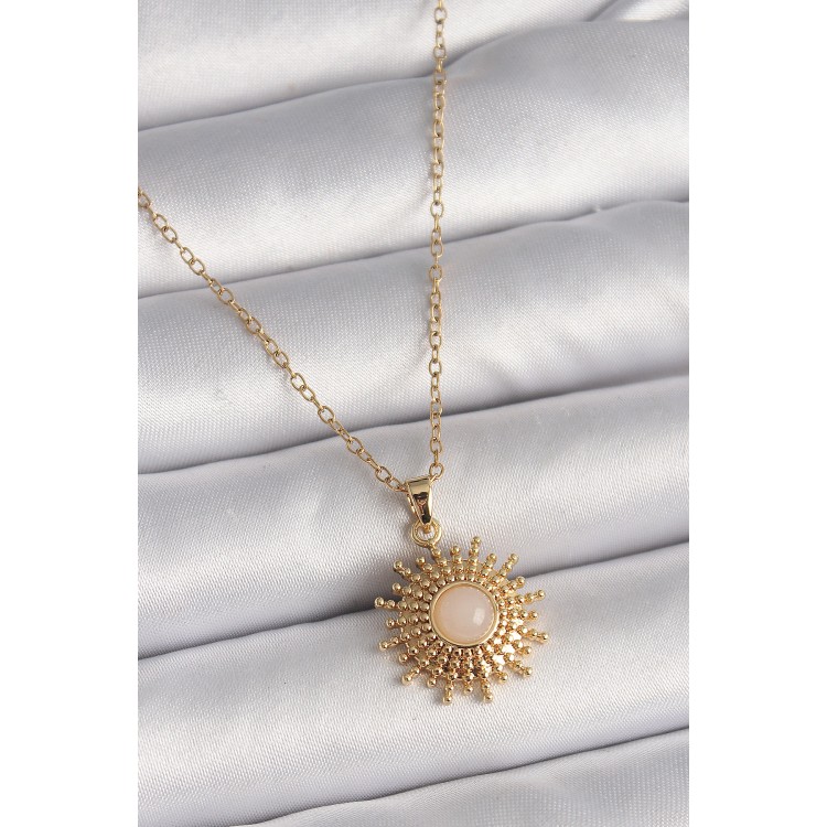 316L Steel Gold Color Chain White Enamel Sun Model Women's Necklace - TJ-BKO9720 316L Steel Gold Color Chain White Enamel Sun Model Women's Necklace - TJ-BKO9720