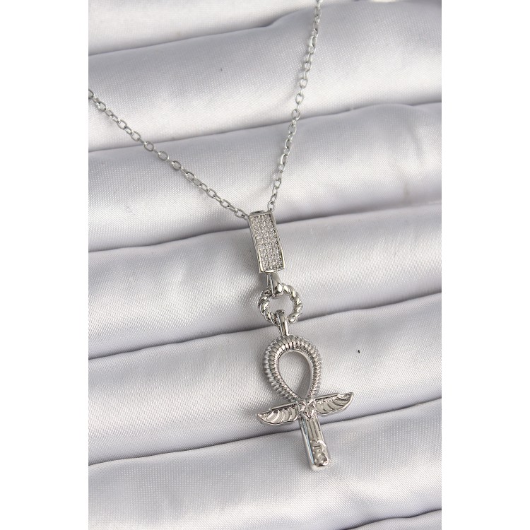 316L Steel Silver Color Chain Ankh Model Women's Necklace - TJ-BKO9750 316L Steel Silver Color Chain Ankh Model Women's Necklace - TJ-BKO9750