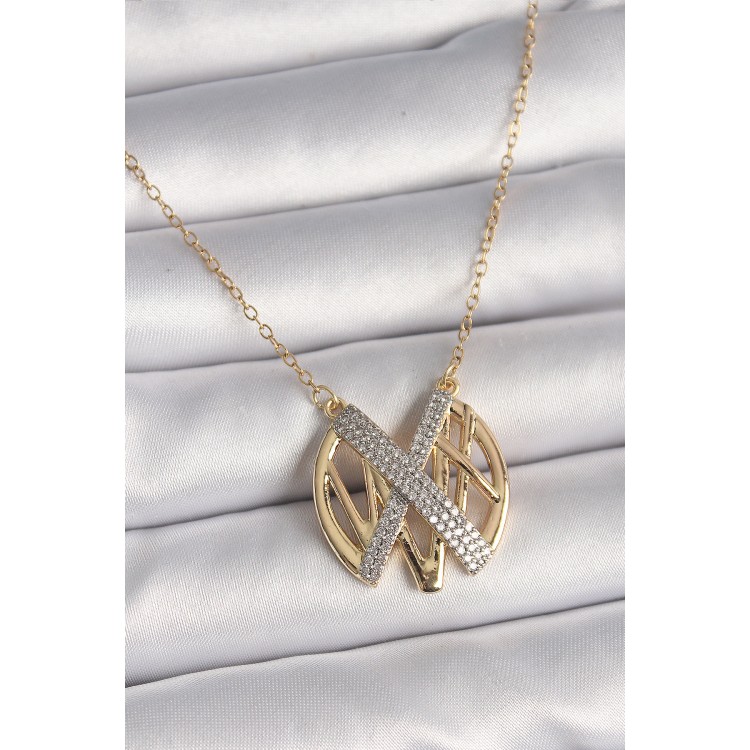 316L Çelik Gold Renk Zirkon Taşlı Vintage Model Kadın Kolye - TJ-BKO9762 316L Çelik Gold Renk Zirkon Taşlı Vintage Model Kadın Kolye - TJ-BKO9762