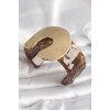 Brown Marble Pattern Acrylic Plastic Gold Horseshoe Model Plate Vintage Women's Bracelet - TJ-BB6678