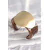 Brown Marble Pattern Acrylic Plastic Gold Circle Plate Model Vintage Women's Bracelet - TJ-BB6680