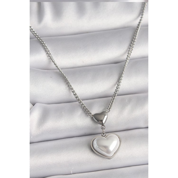 316L Çelik Gümüş Renk Zincir 3D Kalp Model Kadın Kolye - TJ-BKO9771 316L Çelik Gümüş Renk Zincir 3D Kalp Model Kadın Kolye - TJ-BKO9771