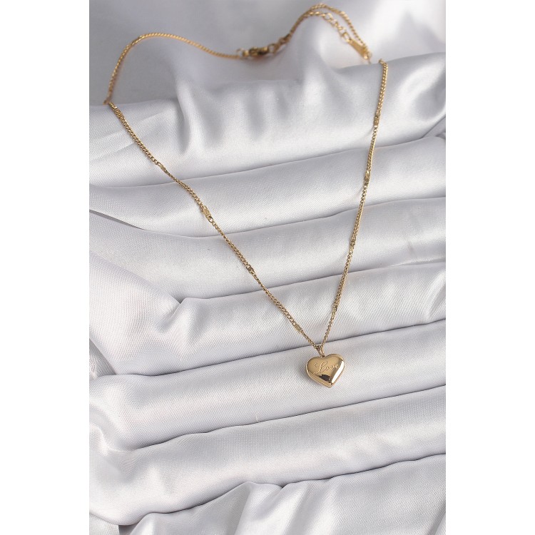 316L Çelik Gold Renk Zincir Love İşlemeli Kalp Figür Kadın Kolye - TJ-BKO9778 316L Çelik Gold Renk Zincir Love İşlemeli Kalp Figür Kadın Kolye - TJ-BKO9778