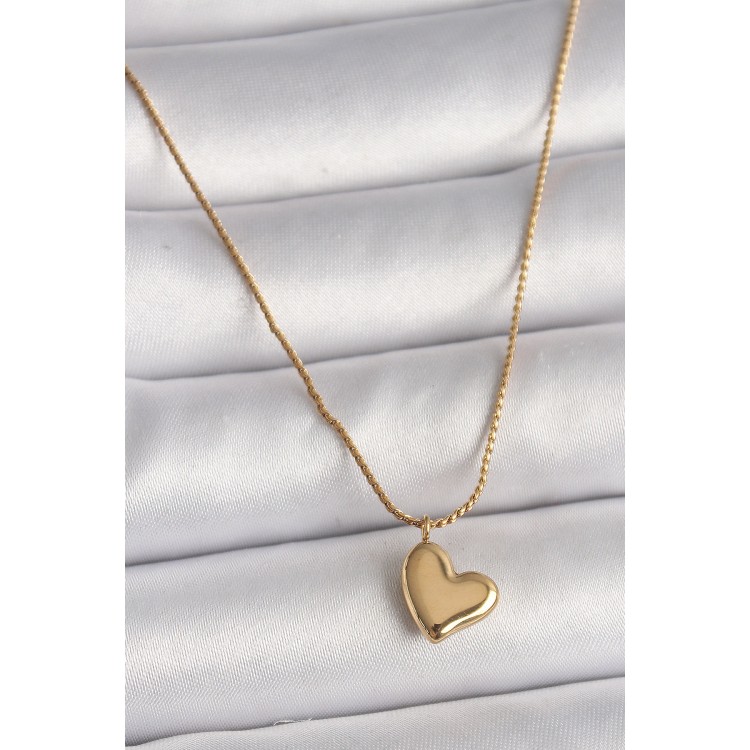 316L Steel Gold Color Chain Heart Figure Women's Necklace - TJ-BKO9782 316L Steel Gold Color Chain Heart Figure Women's Necklace - TJ-BKO9782