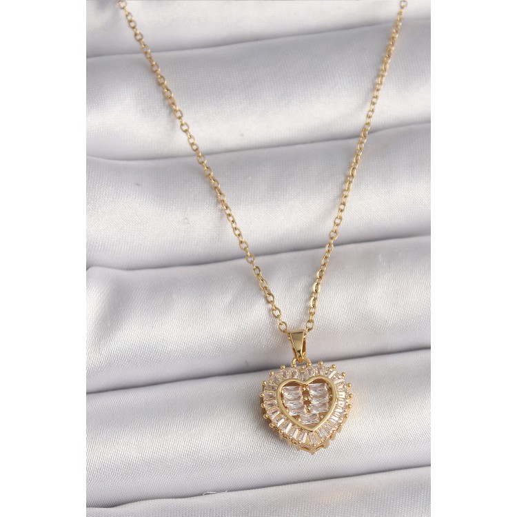 316L Çelik Gold Renk Zincir Zirkon Taşlı Kalp Model Kadın Kolye - TJ-BKO9786 316L Çelik Gold Renk Zincir Zirkon Taşlı Kalp Model Kadın Kolye - TJ-BKO9786