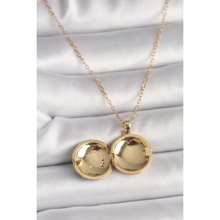 316L Steel Gold Color Chain Zircon Stone Detailed Openable Galaxy Model Women's Necklace - TJ-BKO9802