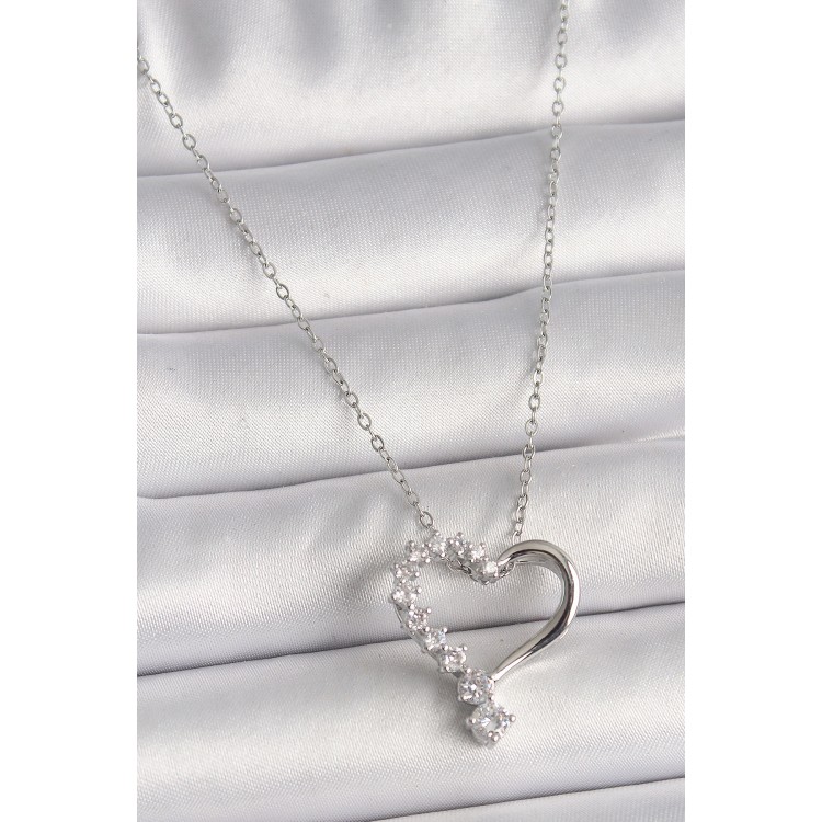 316L Steel Silver Color Chain Zircon Stone Heart Model Women's Necklace - TJ-BKO9805 316L Steel Silver Color Chain Zircon Stone Heart Model Women's Necklace - TJ-BKO9805