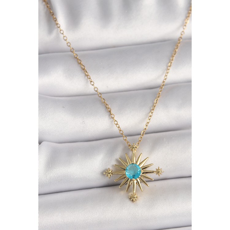 316L Çelik Gold Renk Zincir Mavi Taş Detaylı Kuzey Yıldız Model Kadın Kolye - TJ-BKO9806 316L Çelik Gold Renk Zincir Mavi Taş Detaylı Kuzey Yıldız Model Kadın Kolye - TJ-BKO9806