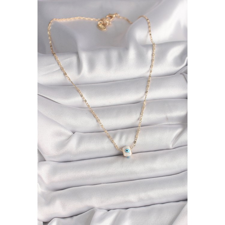 Brass Gold Color Evil Eye Bead Figure Women's Necklace - TJ-BKO9826