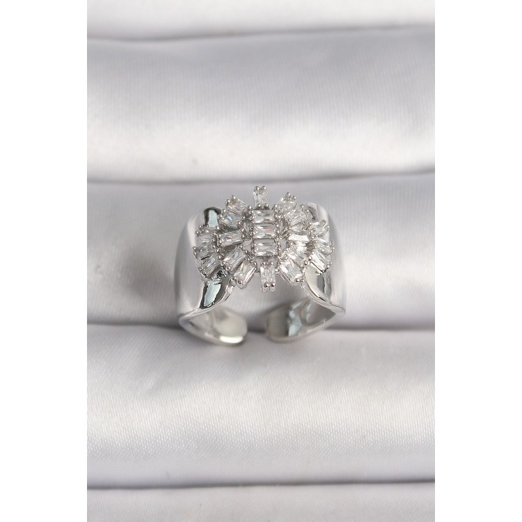 Pirinç Gümüş Renk Ayarlanabilir Baget Zirkon Taş Model Kadın Kolye - TJ-BYK3588 Pirinç Gümüş Renk Ayarlanabilir Baget Zirkon Taş Model Kadın Kolye - TJ-BYK3588