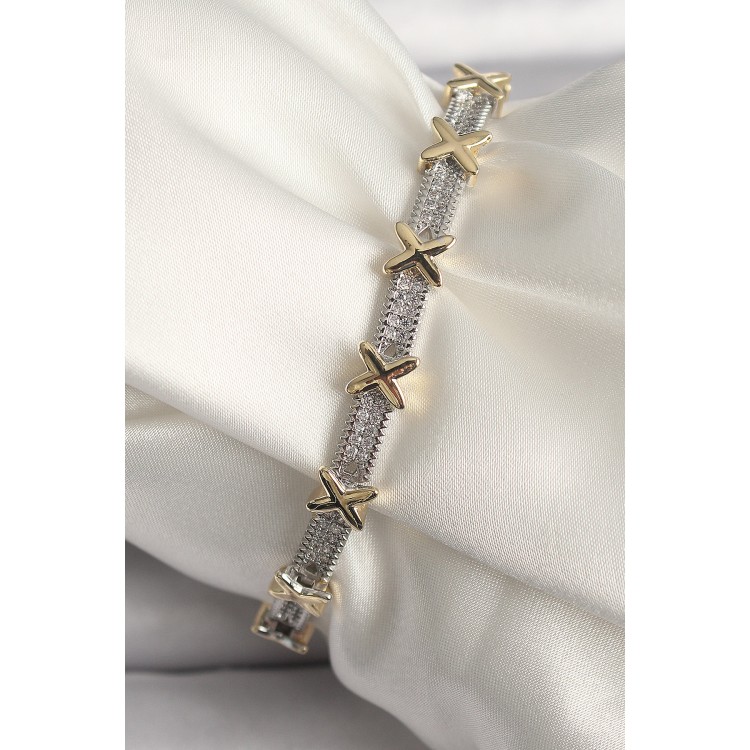 Brass Silver Color Zircon Stone Gold Xoxo Model VIP Series Women's Bracelet - TJ-BB6717
