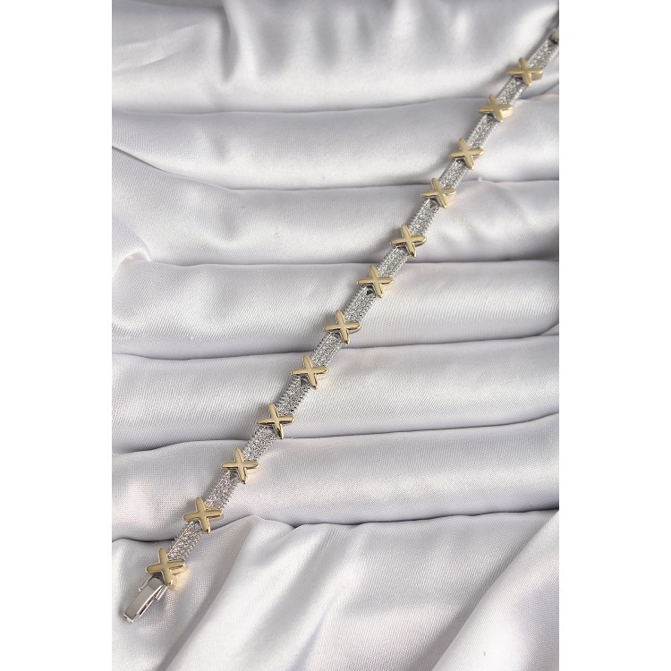 Brass Silver Color Zircon Stone Gold Xoxo Model VIP Series Women's Bracelet - TJ-BB6717