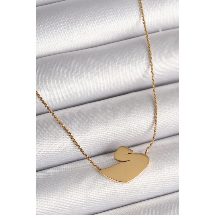 316L Çelik Gold Renk Zincir Kuğu Model Kadın Kolye - TJ-BKO9873