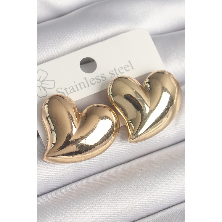 Pirinç Gold Renk Bomba Kalp Model Kadın Küpe - TJ-BKP10236 Pirinç Gold Renk Bomba Kalp Model Kadın Küpe - TJ-BKP10236