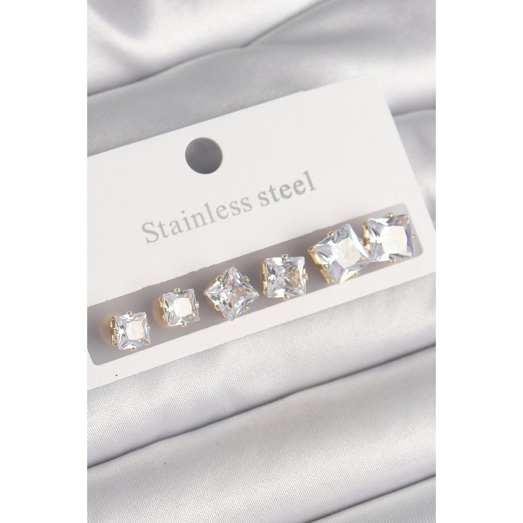 316L Steel Gold Color Square Zircon Stone Model Women's Earring Set - TJ-BKP10304 316L Steel Gold Color Square Zircon Stone Model Women's Earring Set - TJ-BKP10304