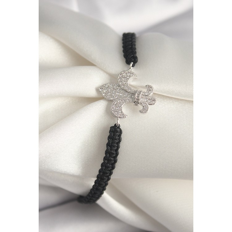 Pirinç Gümüş Renk Zirkon Taşlı Zambak Figür Asanrsörlü Makrome Model Kadın Bileklik - TJ-BB6799 Pirinç Gümüş Renk Zirkon Taşlı Zambak Figür Asanrsörlü Makrome Model Kadın Bileklik - TJ-BB6799