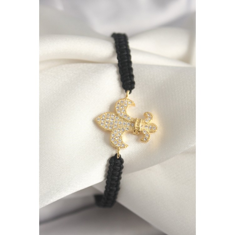 Pirinç Gold Renk Zirkon Taşlı Zambak Figür Asansörlü Makrome Model Kadın Bileklik - TJ-BB6801 Pirinç Gold Renk Zirkon Taşlı Zambak Figür Asansörlü Makrome Model Kadın Bileklik - TJ-BB6801