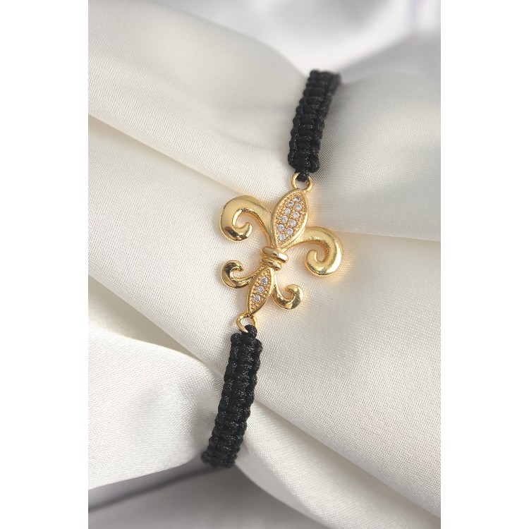 Pirinç Gold Renk Zirkon Taşlı Zambak Figür Asansörlü Makrome Model Kadın Bileklik - TJ-BB6807 Pirinç Gold Renk Zirkon Taşlı Zambak Figür Asansörlü Makrome Model Kadın Bileklik - TJ-BB6807