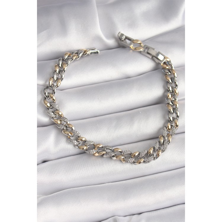 Pirinç Mix Renk Zirkon Taşlı Zincir Model VIP Seri Kadın Bileklik - TJ-BB6809 Pirinç Mix Renk Zirkon Taşlı Zincir Model VIP Seri Kadın Bileklik - TJ-BB6809