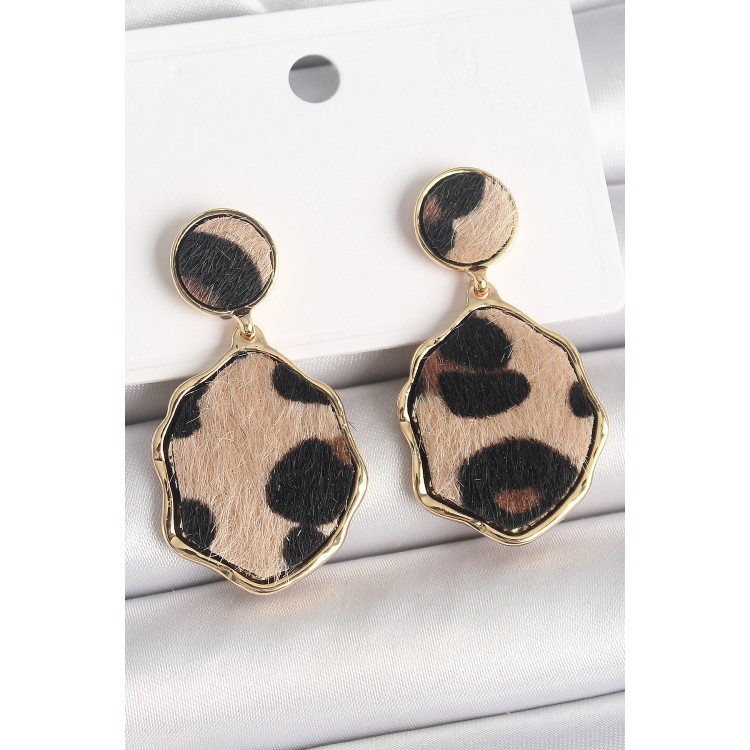 Pirinç Gold Renk Sallantı Leopar Desen Plaka Model Kadın Küpe - TJ-BKP10340 Pirinç Gold Renk Sallantı Leopar Desen Plaka Model Kadın Küpe - TJ-BKP10340