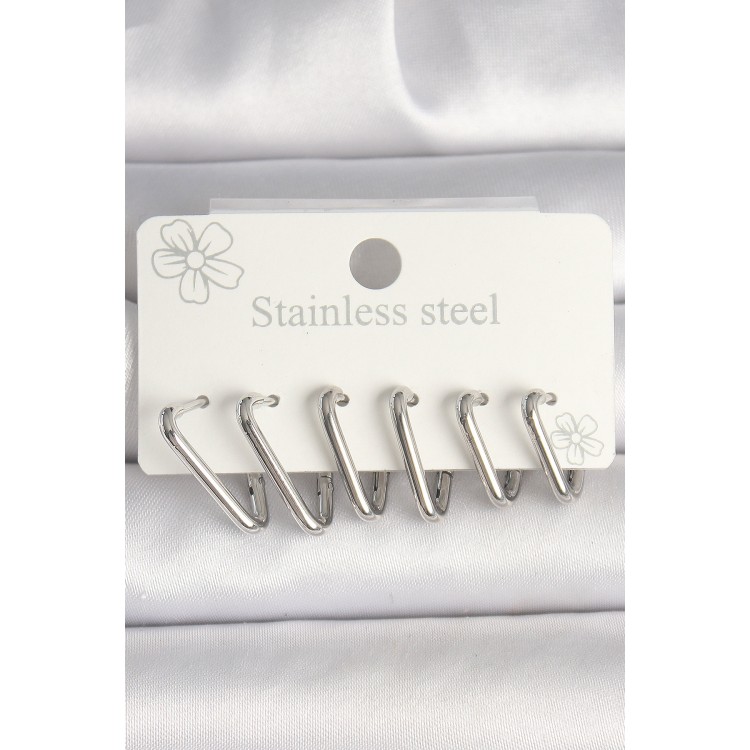 316L Çelik Gümüş Renk Üçgen Model Kadın Küpe Seti - TJ-BKP10349 316L Çelik Gümüş Renk Üçgen Model Kadın Küpe Seti - TJ-BKP10349