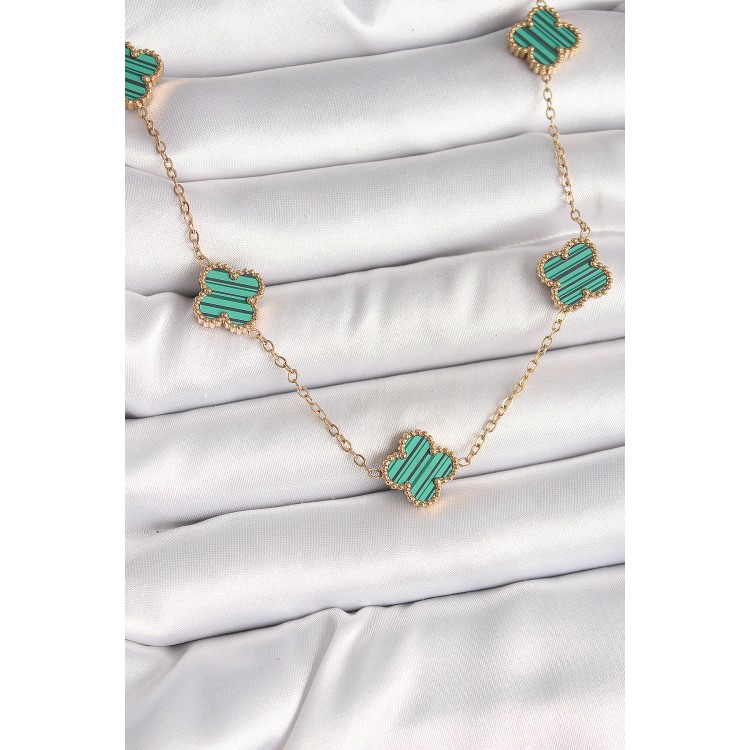 316L Çelik Gold Renk Zincir Yeşil Yonca Model Kadın Kolye - TJ-BKO9925 316L Çelik Gold Renk Zincir Yeşil Yonca Model Kadın Kolye - TJ-BKO9925