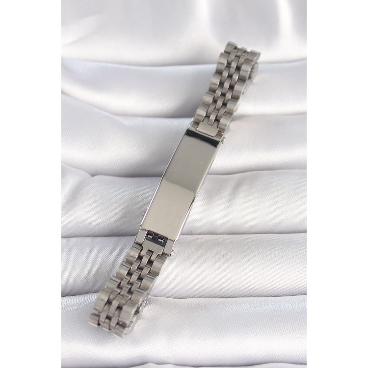 316L Çelik Gümüş Renk Zincir Künye Model Erkek Bileklik - TJ-EB3718