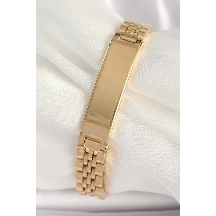 316L Çelik Gold Renk Zincir Künye Model Erkek Bileklik - TJ-EB3719