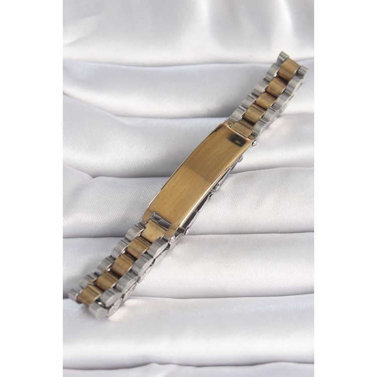 316L Çelik Gold Gümüş Renk Zincir Künye Model Erkek Bileklik - TJ-EB3724