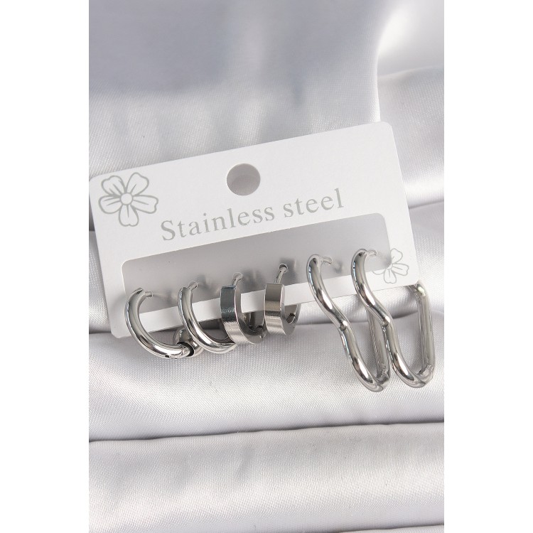 316L Çelik Gümüş Renk Kalp Halka Model Kadın Küpe Seti - TJ-BKP10381 316L Çelik Gümüş Renk Kalp Halka Model Kadın Küpe Seti - TJ-BKP10381