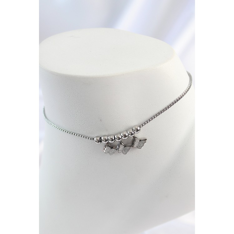 316L Steel Gold Color Minimal Heart Design Colored Zircon Stone Anklet - TJ-HH1630