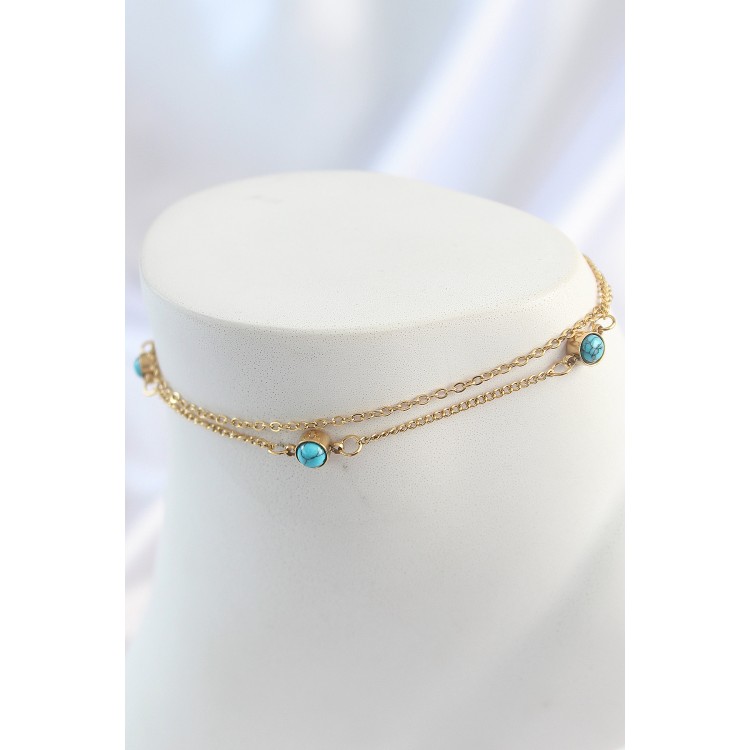 316L Steel Gold-Colored Zircon Stone Dangle Clover Model Anklet - TJ-HH1634 316L Steel Gold-Colored Zircon Stone Dangle Clover Model Anklet - TJ-HH1634
