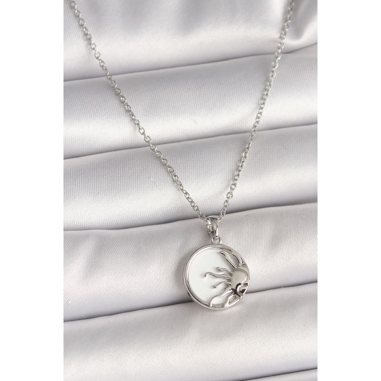 316L Çelik Gümüş Renk Zincir Beyaz Mineli Gün Batımı Model Kadın Kolye - TJ-BKO9999 316L Çelik Gümüş Renk Zincir Beyaz Mineli Gün Batımı Model Kadın Kolye - TJ-BKO9999