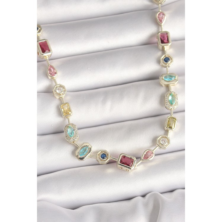 Pirinç Gold Renk Zirkon Taşlı VIP Seri Kadın Kolye - TJ-BKO10005