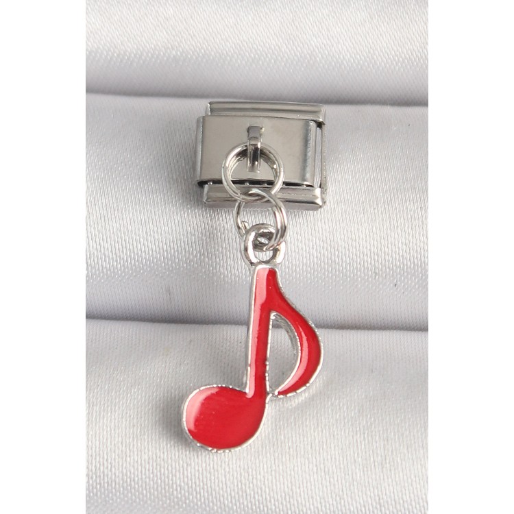 316L Çelik Gümüş Renk Kırmızı Müzik Nota Model Nomination Charm - TJ-BC1218 316L Çelik Gümüş Renk Kırmızı Müzik Nota Model Nomination Charm - TJ-BC1218