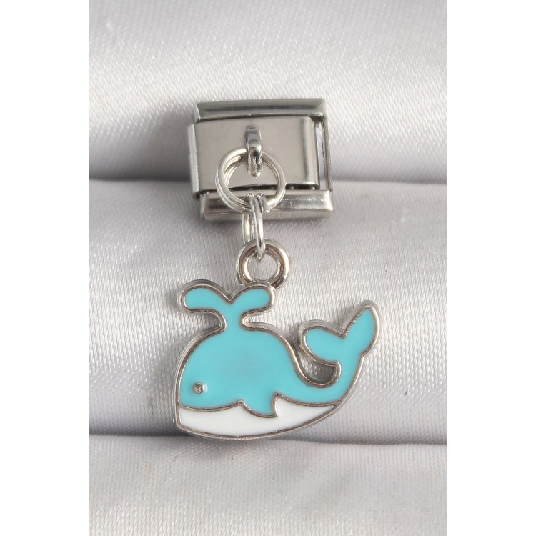 316L Çelik Gümüş Renk Mavi Balina Model Nomination Charm - TJ-BC1258