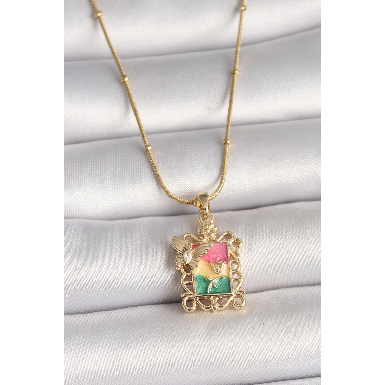 316L Çelik Gold Renk Renkli Zirkon Taşlı Kelebek İşlemeli Portre Model Kadın Kolye - TJ-BKO10024 316L Çelik Gold Renk Renkli Zirkon Taşlı Kelebek İşlemeli Portre Model Kadın Kolye - TJ-BKO10024