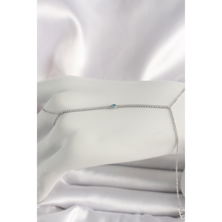 Pirinç Gümüş Renk Su Yolu Zirkon Taşlı Mavi Taş Detaylı Kadın Şahmeran - TJ-SN620 Pirinç Gümüş Renk Su Yolu Zirkon Taşlı Mavi Taş Detaylı Kadın Şahmeran - TJ-SN620