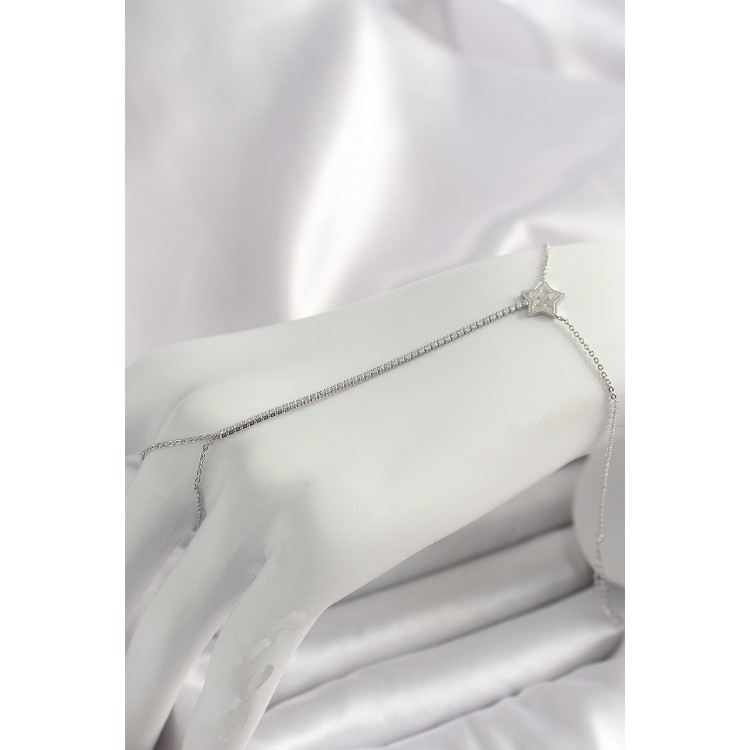 Pirinç Gümüş Renk Su Yolu Zirkon Taşlı Yıldız Model Kadın Şahmeran - TJ-SN622 Pirinç Gümüş Renk Su Yolu Zirkon Taşlı Yıldız Model Kadın Şahmeran - TJ-SN622