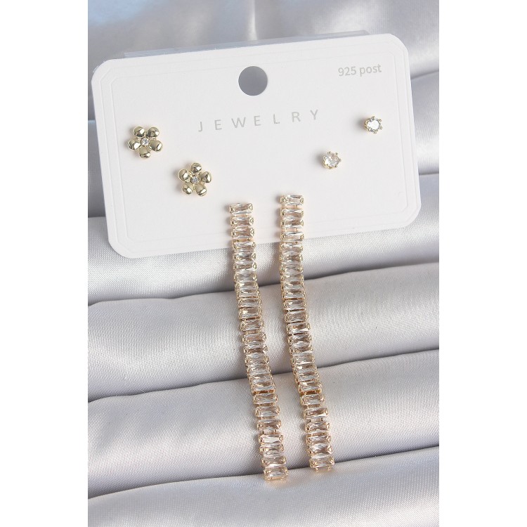 Pirinç Gold Renk Su Yolu Zirkon Taşlı Sallantı Model Çiçek Detay 925 Ayar Gümüş Çivi Kadın Küpe Seti - TJ-BKP10496 Pirinç Gold Renk Su Yolu Zirkon Taşlı Sallantı Model Çiçek Detay 925 Ayar Gümüş Çivi Kadın Küpe Seti - TJ-BKP10496