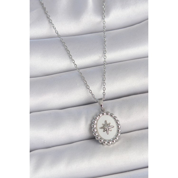 316L Çelik Gümüş Renk Zincir Beyaz Mineli Kutup Yıldız İşlemeli Madalyon Model Kadın Kolye - TJ-BKO10062 316L Çelik Gümüş Renk Zincir Beyaz Mineli Kutup Yıldız İşlemeli Madalyon Model Kadın Kolye - TJ-BKO10062