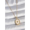 316L Çelik Gold Renk Zincir Beyaz Mineli Kutup Yıldız İşlemeli Madalyon Model Kadın Kolye - TJ-BKO10063