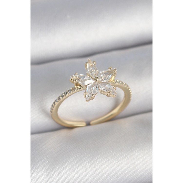 Pirinç Gold Renk Zirkon Taşlı Yıldız Model Ayarlanabilir Kadın Yüzük - TJ-BYK3717 Pirinç Gold Renk Zirkon Taşlı Yıldız Model Ayarlanabilir Kadın Yüzük - TJ-BYK3717