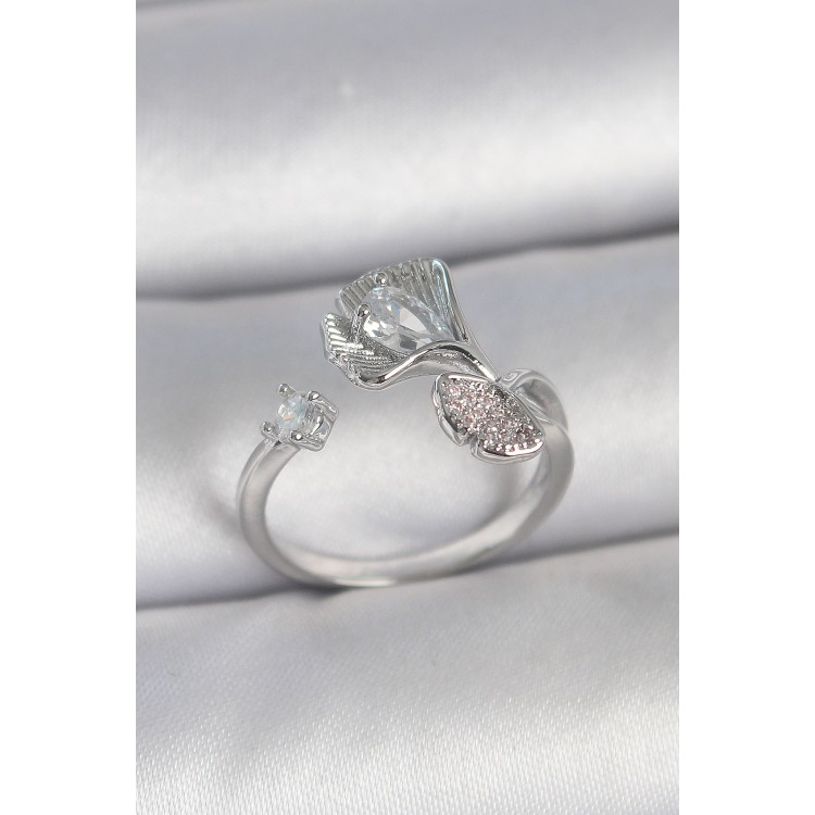 Pirinç Gümüş Renk Zirkon Taşlı Deniz Kabuğu Model Ayarlanabilir Kadın Yüzük - TJ-BYK3740 Pirinç Gümüş Renk Zirkon Taşlı Deniz Kabuğu Model Ayarlanabilir Kadın Yüzük - TJ-BYK3740