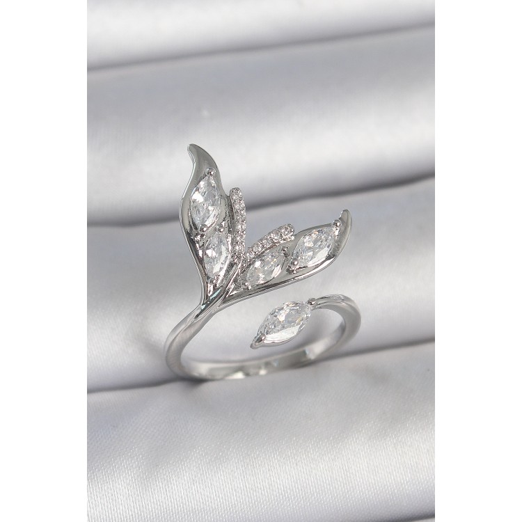 Pirinç Gümüş Renk Zirkon Taşlı Balık Kuyruğu Model Ayarlanabilir Kadın Yüzük - TJ-BYK3744 Pirinç Gümüş Renk Zirkon Taşlı Balık Kuyruğu Model Ayarlanabilir Kadın Yüzük - TJ-BYK3744