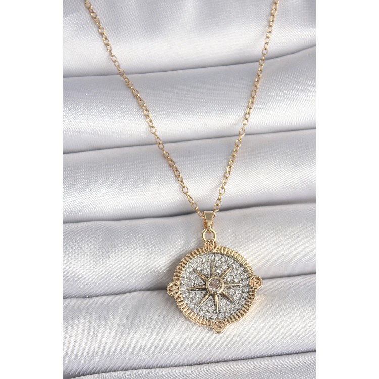 316L Çelik Gold Renk Zirkon Taşlı Pusula Model Kadın Kolye - TJ-BKO10093 316L Çelik Gold Renk Zirkon Taşlı Pusula Model Kadın Kolye - TJ-BKO10093