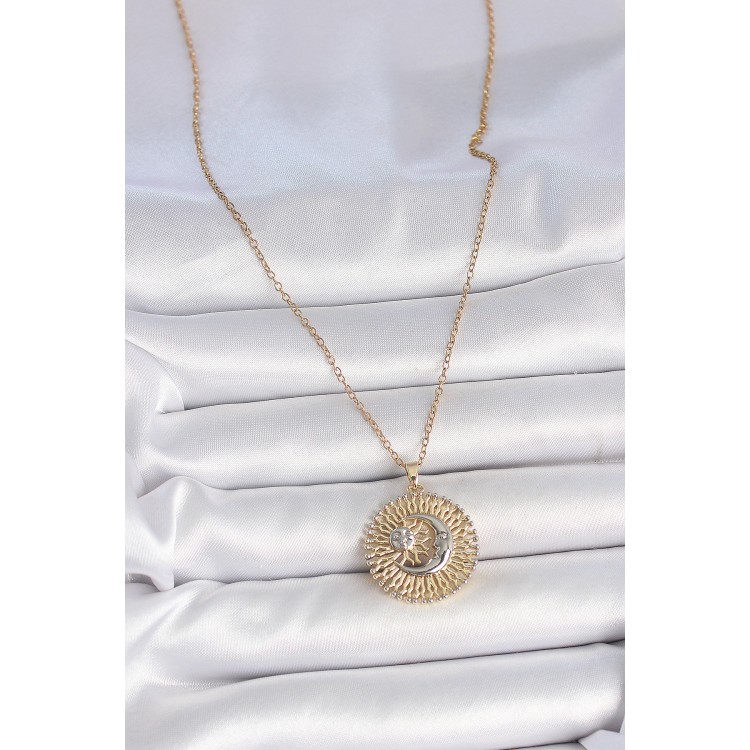 316L Çelik Gold Renk Mix Renk Ay Güneş Model Kadın Kolye - TJ-BKO10095 316L Çelik Gold Renk Mix Renk Ay Güneş Model Kadın Kolye - TJ-BKO10095
