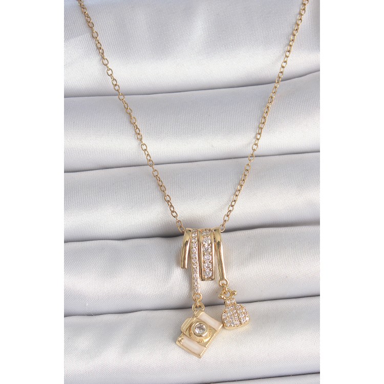 316L Çelik Gold Renk Zirkon Taşlı Sallantı Fotoğraf Makinası Figür Charm Kadın Kolye - TJ-BKO10097 316L Çelik Gold Renk Zirkon Taşlı Sallantı Fotoğraf Makinası Figür Charm Kadın Kolye - TJ-BKO10097