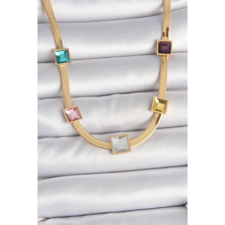 316L Çelik Gold Renk İtalyan Zincir Model Kare Renkli Zirkon Taşlı Kadın Kolye - TJ-BKO10118 316L Çelik Gold Renk İtalyan Zincir Model Kare Renkli Zirkon Taşlı Kadın Kolye - TJ-BKO10118