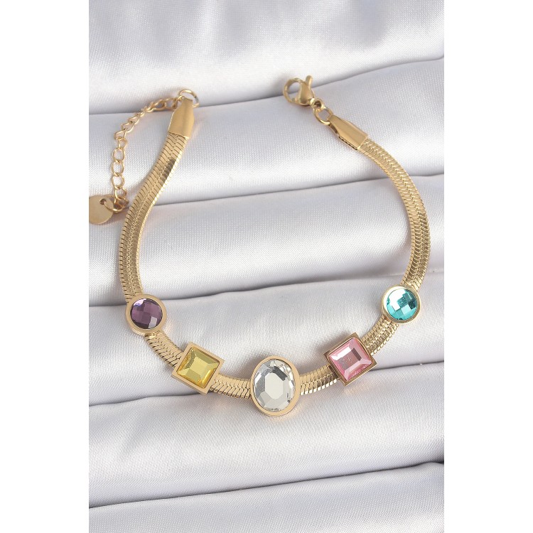 316L Çelik Gold Renk İtalyan Zincir Renkli Zirkon Taşlı Kadın Bileklik - TJ-BB6956 316L Çelik Gold Renk İtalyan Zincir Renkli Zirkon Taşlı Kadın Bileklik - TJ-BB6956